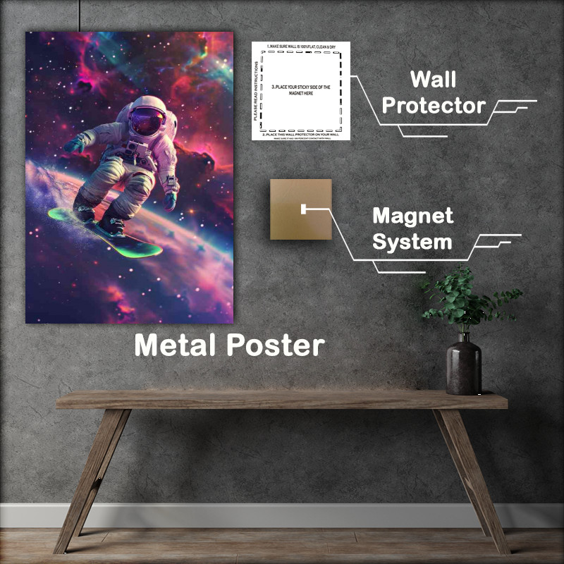 Buy Metal Poster : (Snowboarding through the galaxys)