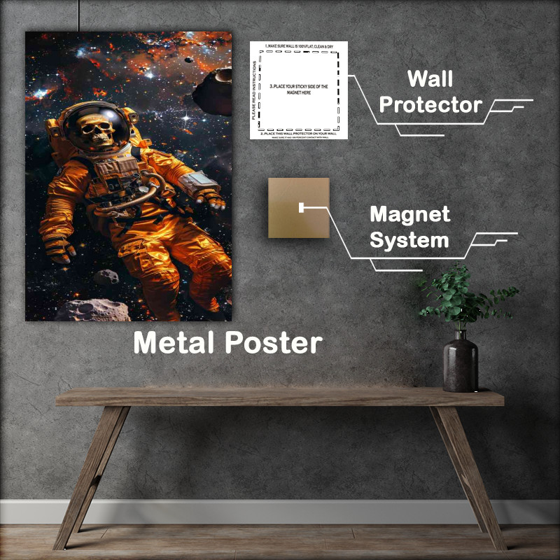 Buy Metal Poster : (Space skeleton in orange suit)