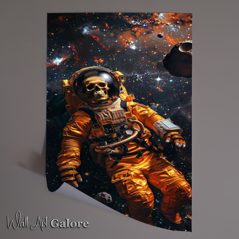 Buy Unframed Poster : (Space skeleton in orange suit)