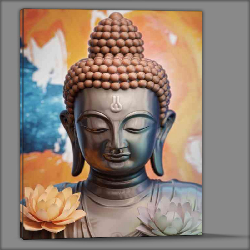 Buy Canvas : (Calm Buddha face and flowers)