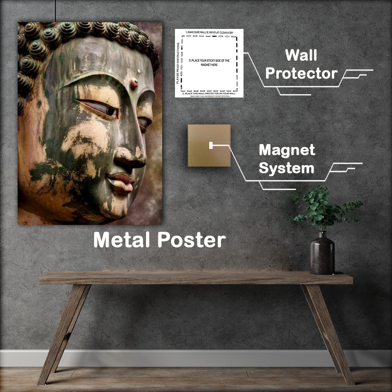 Buy Metal Poster : (Close up of a statue buddha)