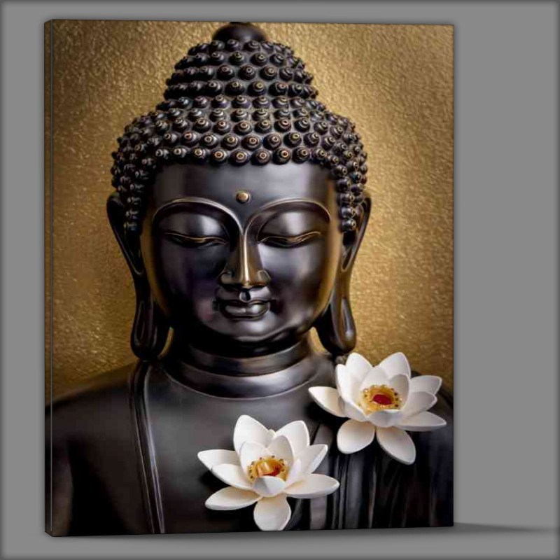 Buy Canvas : (Statue of buddha with gold background)