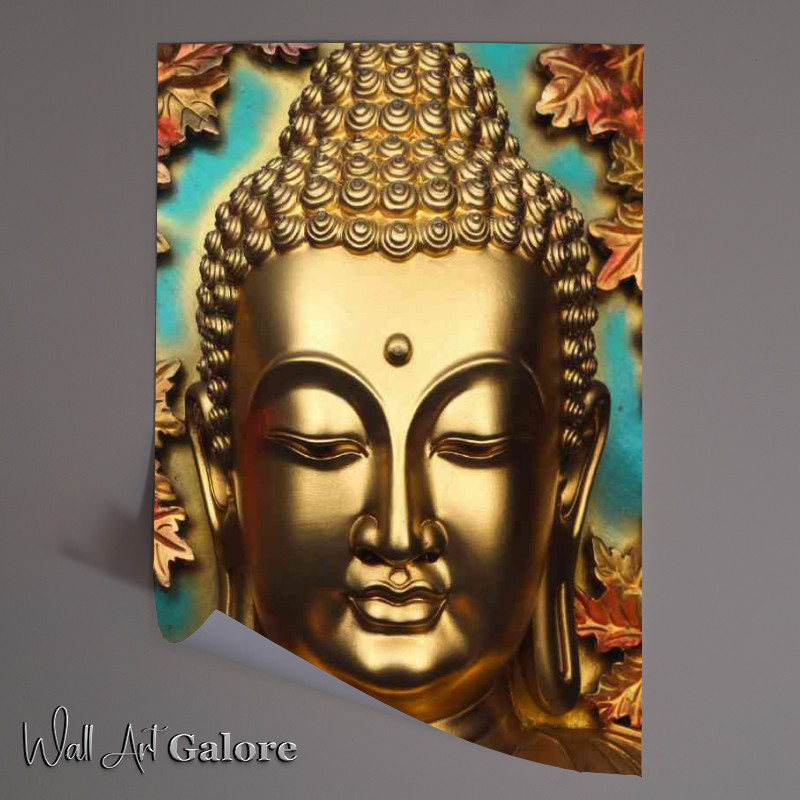 Buy Unframed Poster : (The golden buddhas face statue)