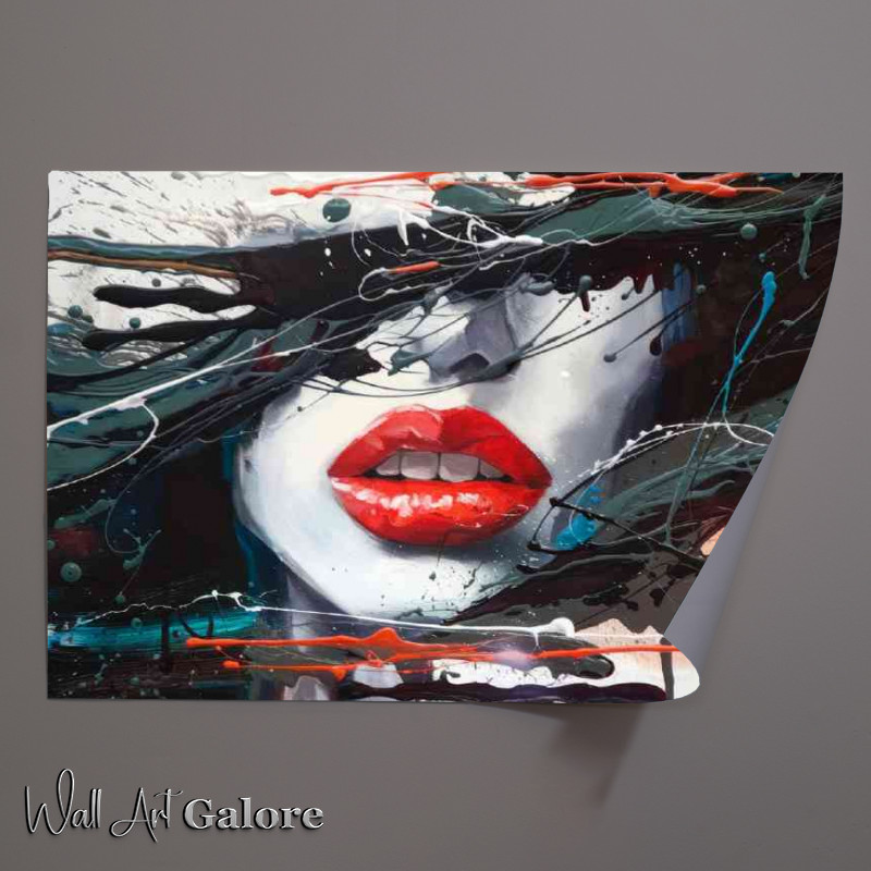 Buy Unframed Poster : (Abstract artwork of a womans face predominant splash ink)