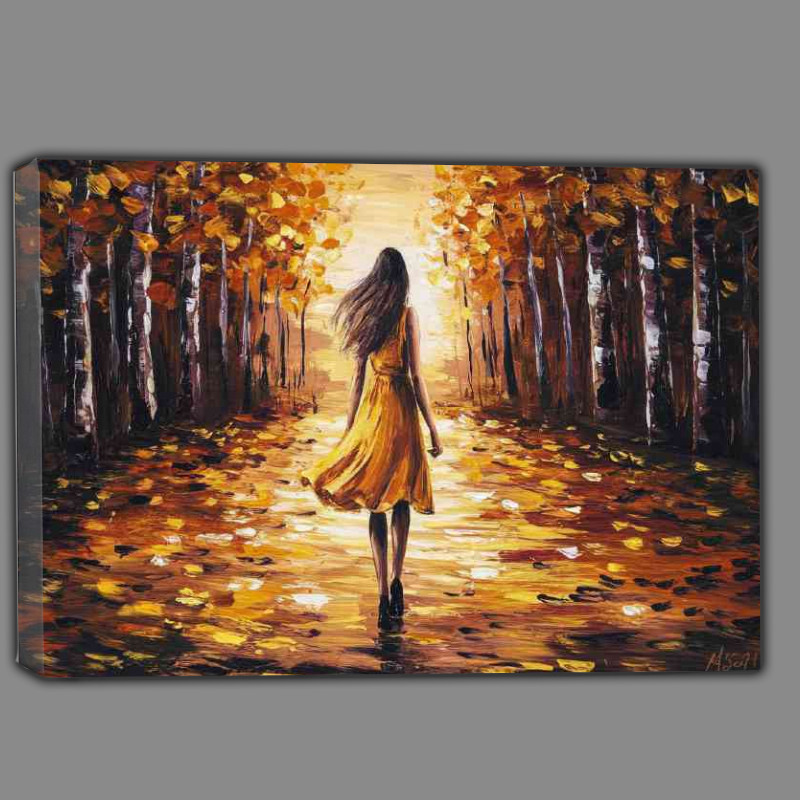 Buy Canvas : (Pallet knife painting woman walking in autumn)