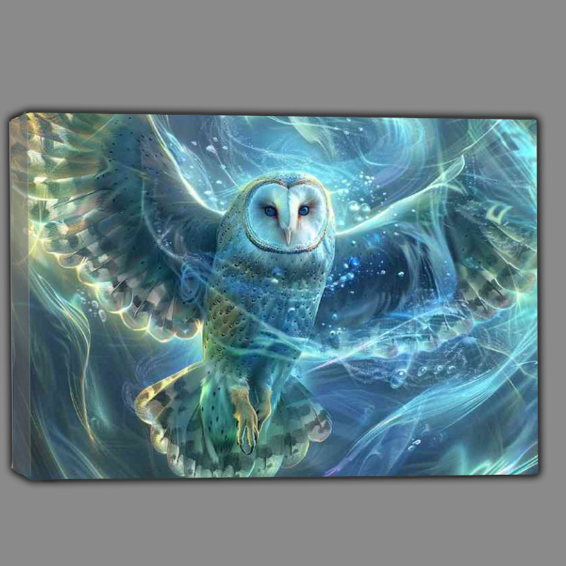 Buy Canvas : (Beautiful owl with wings surrounded by air flow)