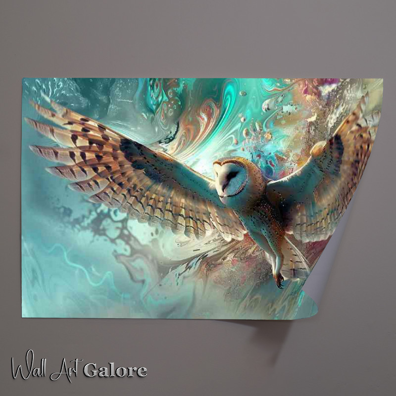 Buy Unframed Poster : (Owl with transparent wings is flying through the waves)