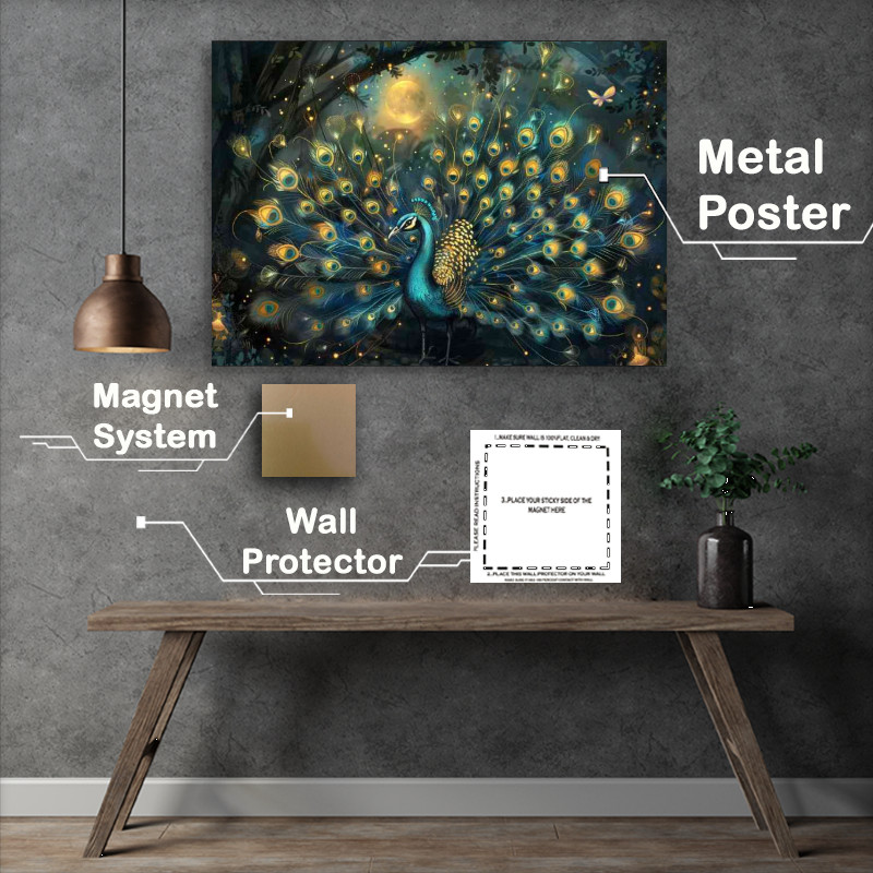 Buy Metal Poster : (Peacock in full plumeage)
