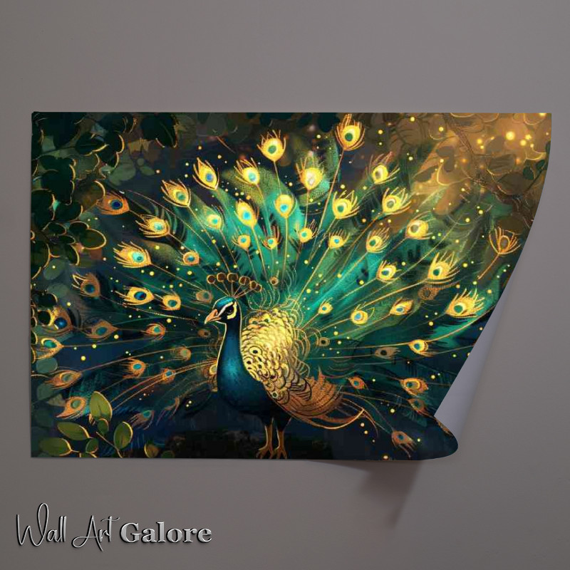 Buy Unframed Poster : (Peacock with its feathers spread wide)