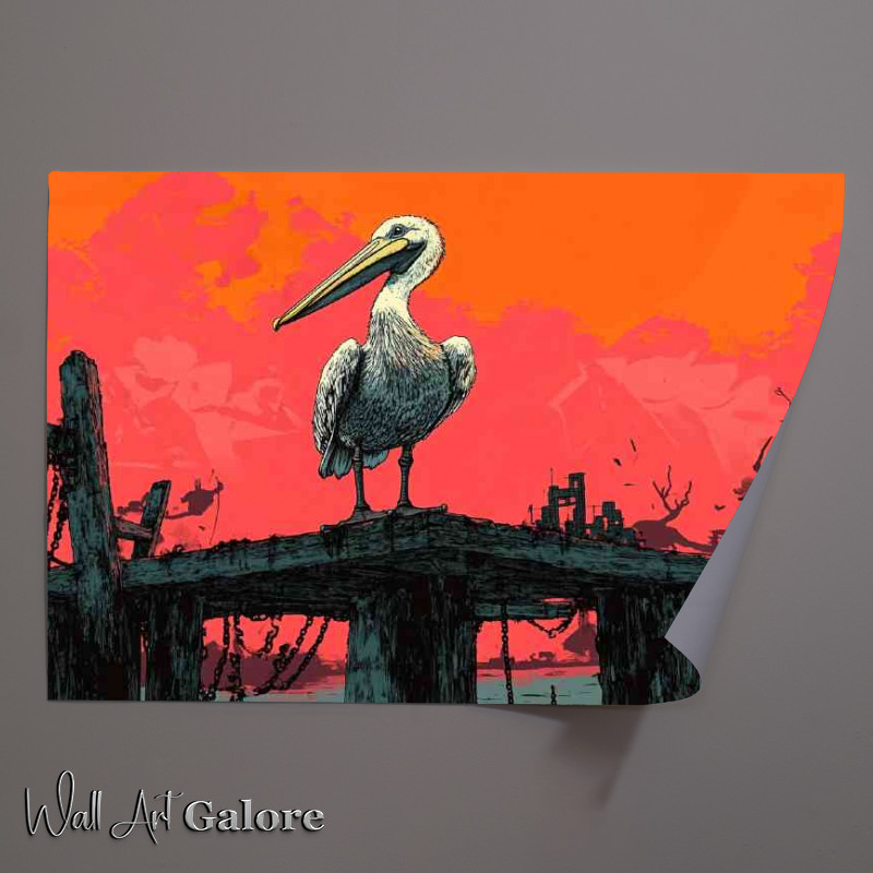 Buy Unframed Poster : (Pelican on the wooden jetty)