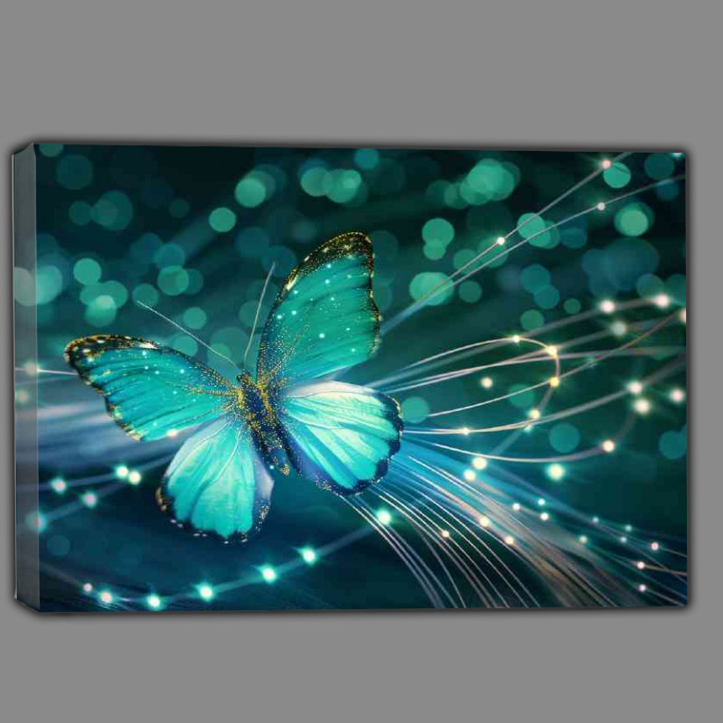 Buy Canvas : (Beautiful turquoise butterfly with glitter and sparkle)