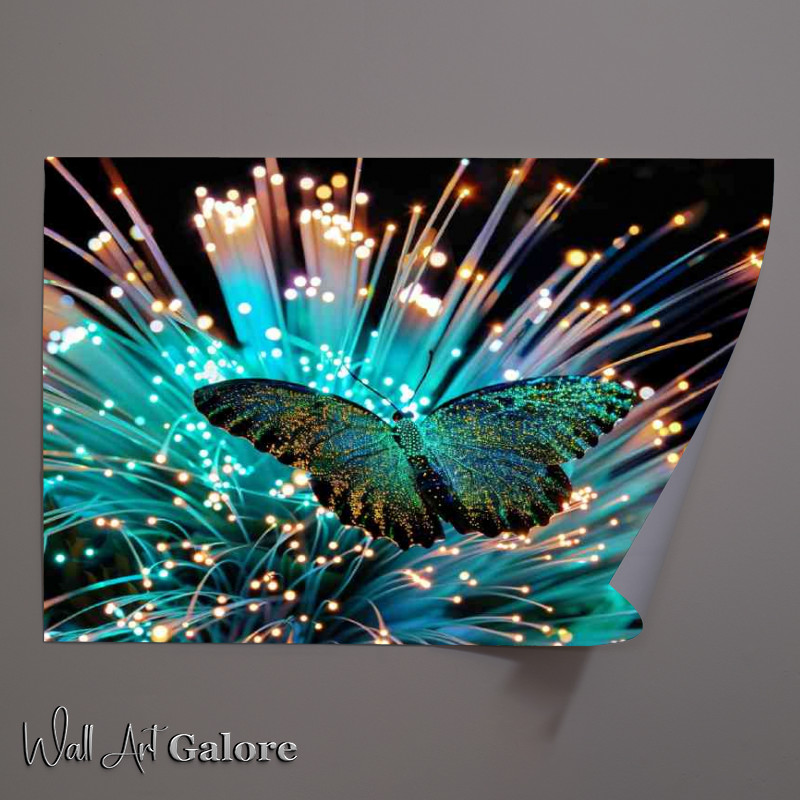 Buy Unframed Poster : (Beautiful turquoise butterfly with glitter wings)