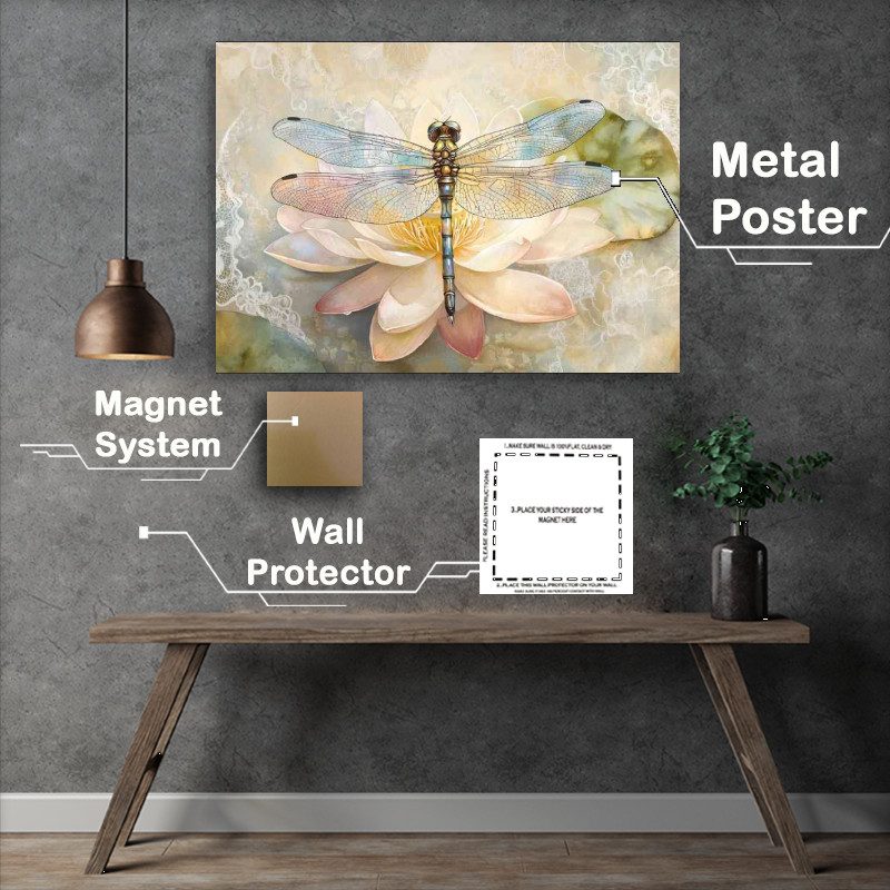 Buy Metal Poster : (Beautiful watercolor dragonfly)
