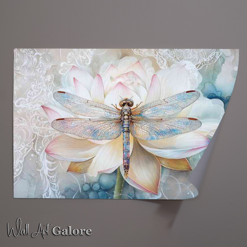 Buy Unframed Poster : (Colourful dragonfly pearched on a flower)