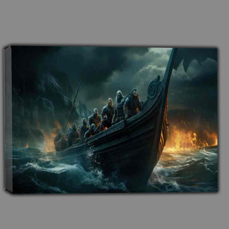 Buy Canvas : (Story Behind Viking Dragon Boats in battle)