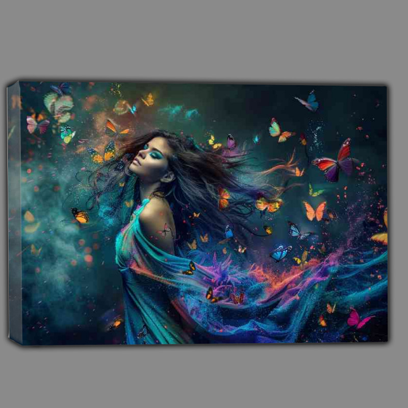 Buy Canvas : (Lady surrounded by butterfiles flying)