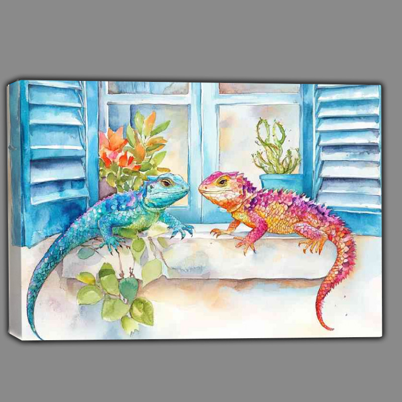 Buy Canvas : (Lizzards on the window cill)