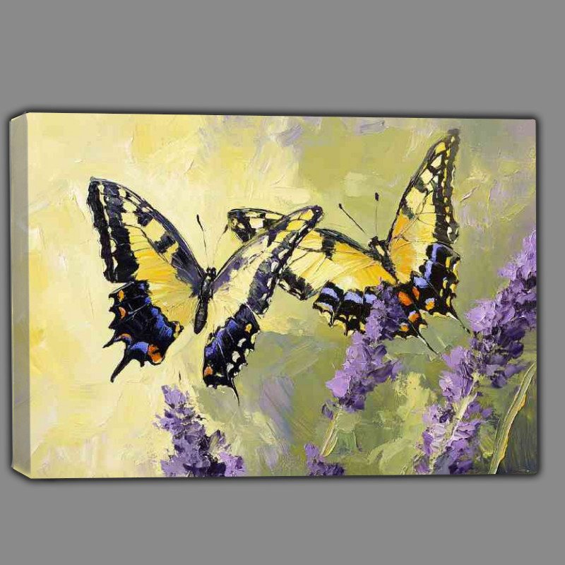 Buy Canvas : (Painting of two butterflies on lavender)