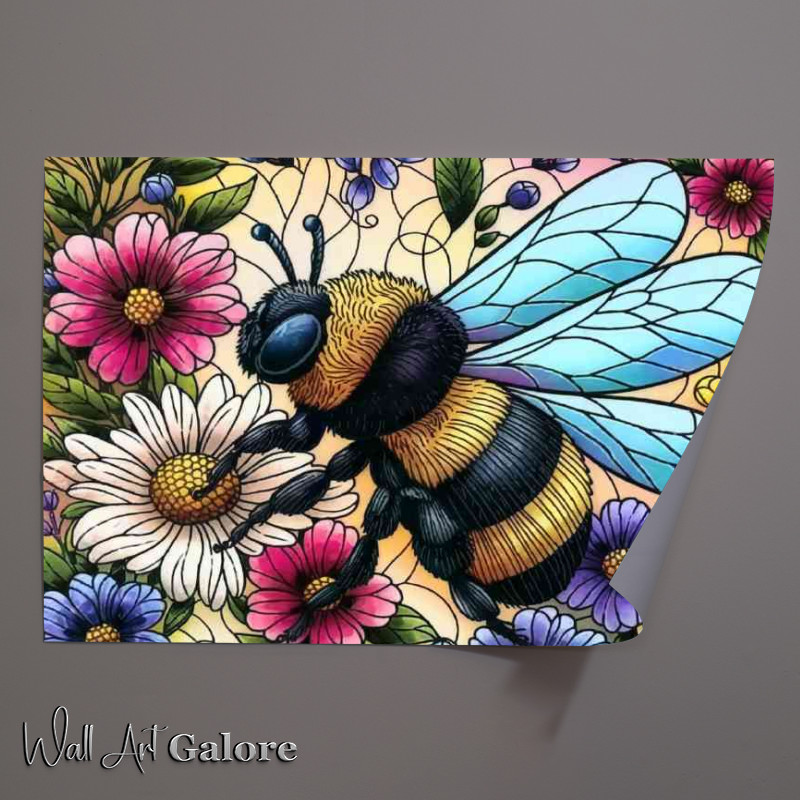 Buy Unframed Poster : (Vibrant and intricately designed illustration of bumble bee)