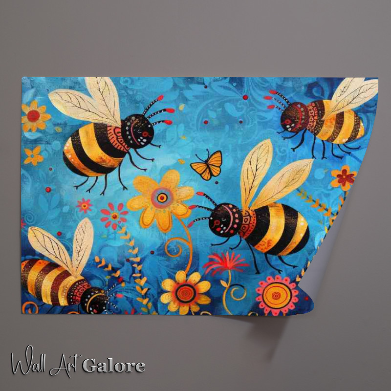 Buy Unframed Poster : (Whimsical happy bees)