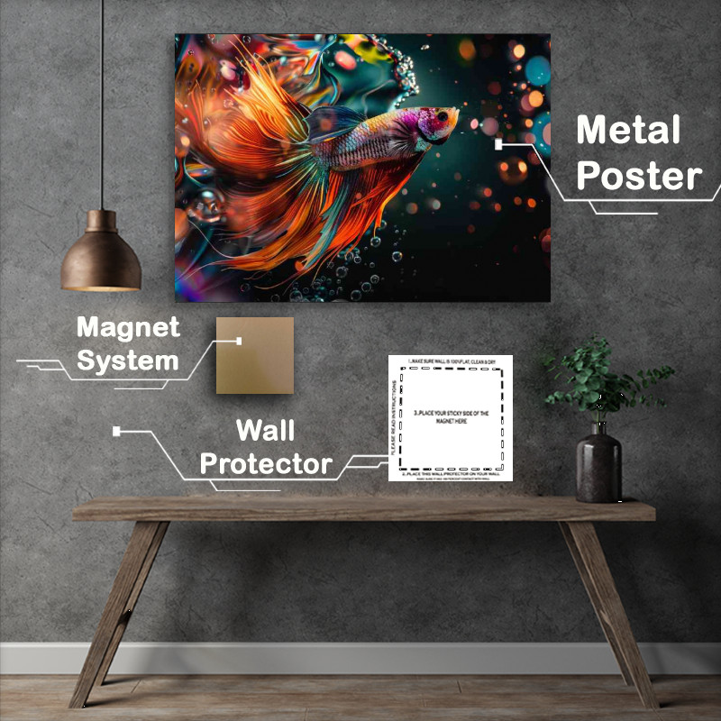 Buy Metal Poster : (Colourful betta fish magical)