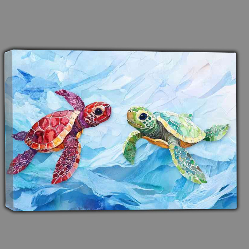 Buy Canvas : (Colourful pair of water turtles)