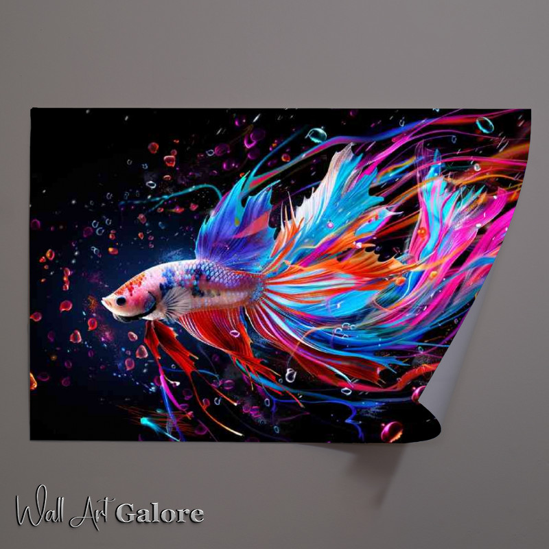 Buy Unframed Poster : (Multi coloured betta fish underwater)