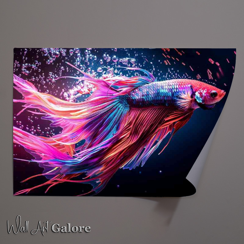 Buy Unframed Poster : (Multicolored betta fish with its fins)