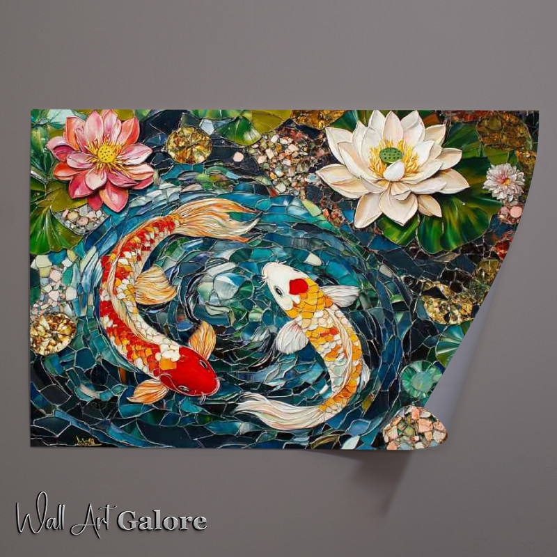 Buy Unframed Poster : (Painted Koi with water lillys)