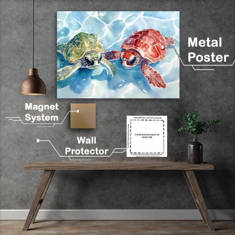 Buy Metal Poster : (Pair of baby turtles)