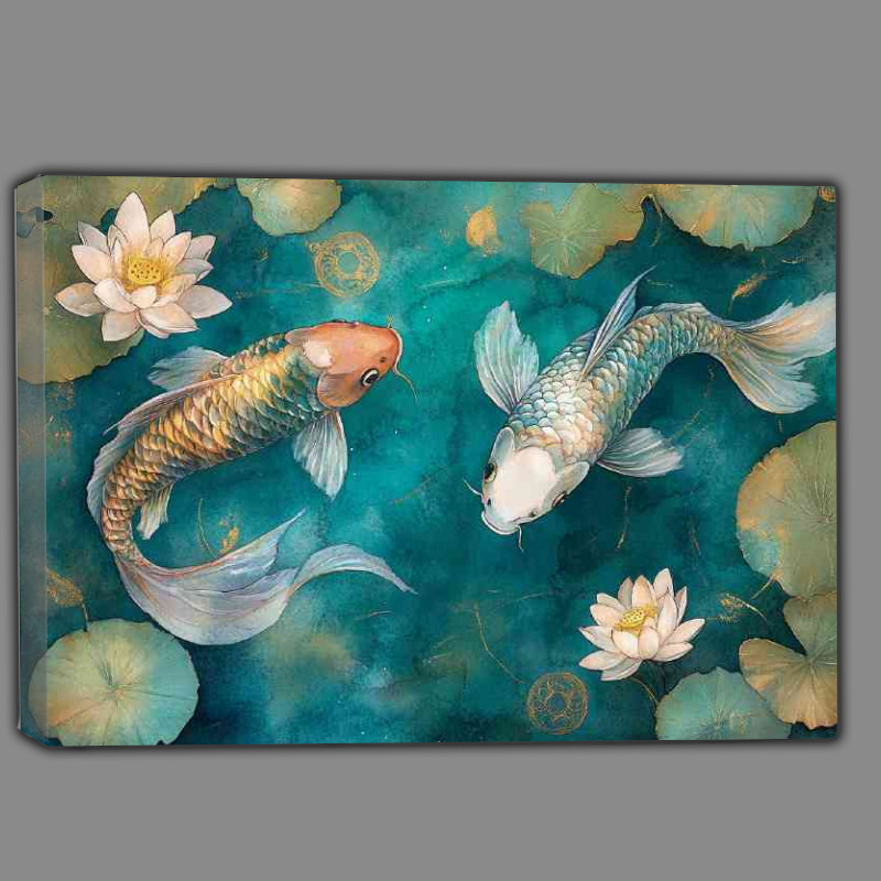Buy Canvas : (Two koi in crystal clear water)