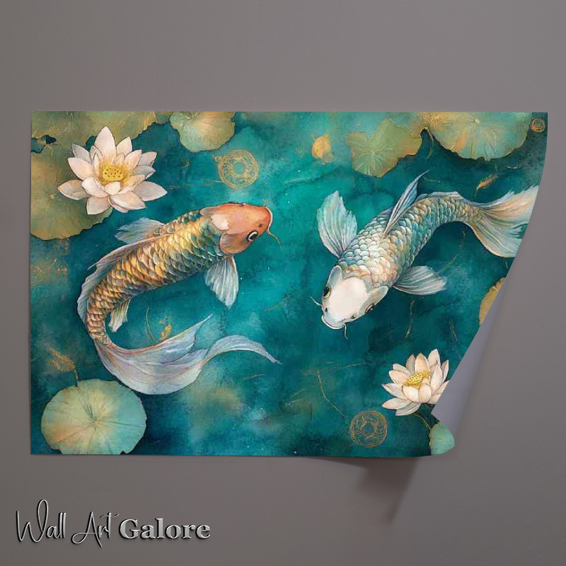 Buy Unframed Poster : (Two koi in crystal clear water)