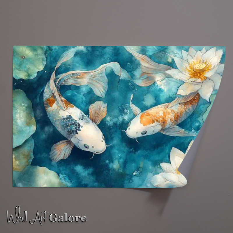 Buy Unframed Poster : (Vibrant white coloured koi)