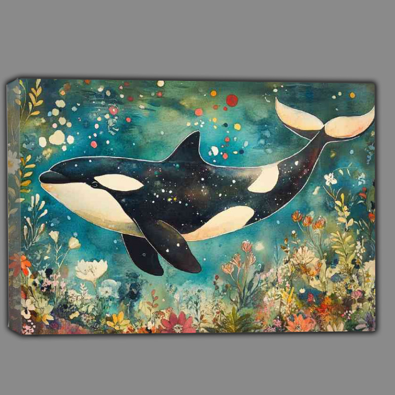 Buy Canvas : (Watercolour Orca in the sea bed)