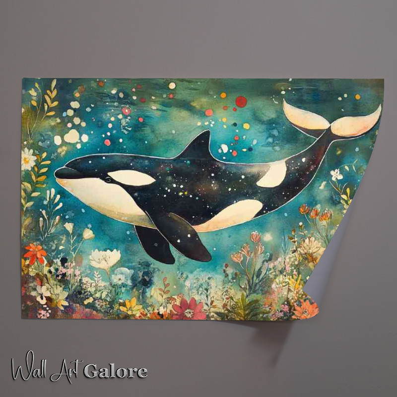 Buy Unframed Poster : (Watercolour Orca in the sea bed)