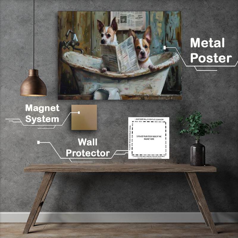 Buy Metal Poster : (Best friends taking a bath surreal)