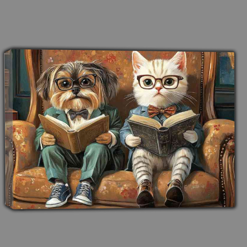 Buy Canvas : (Bestys cat and dog reading surreal)