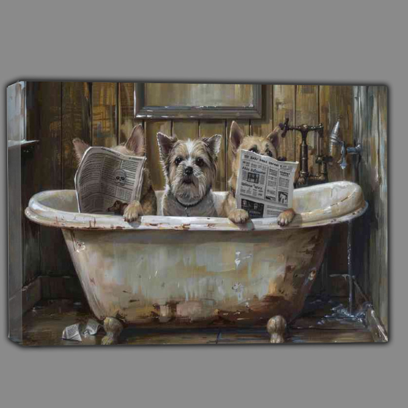 Buy Canvas : (Little terriers Dogs in the bath tub reading)