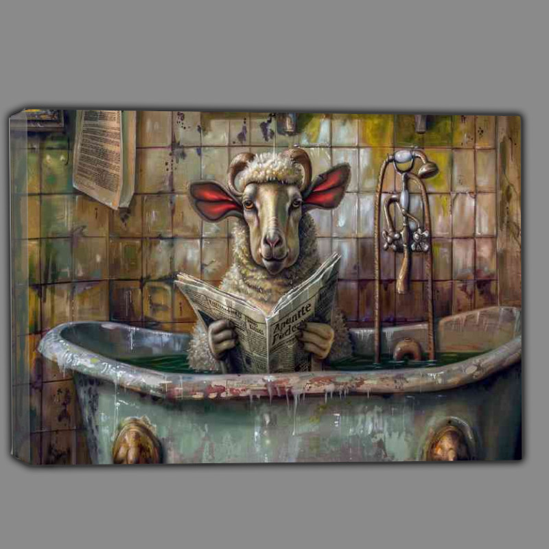 Buy Canvas : (Sheep in a old bath tub surreal)