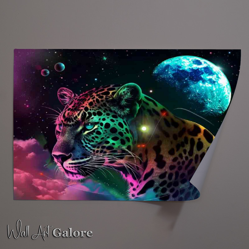 Buy Unframed Poster : (Leopard at night in full moon)