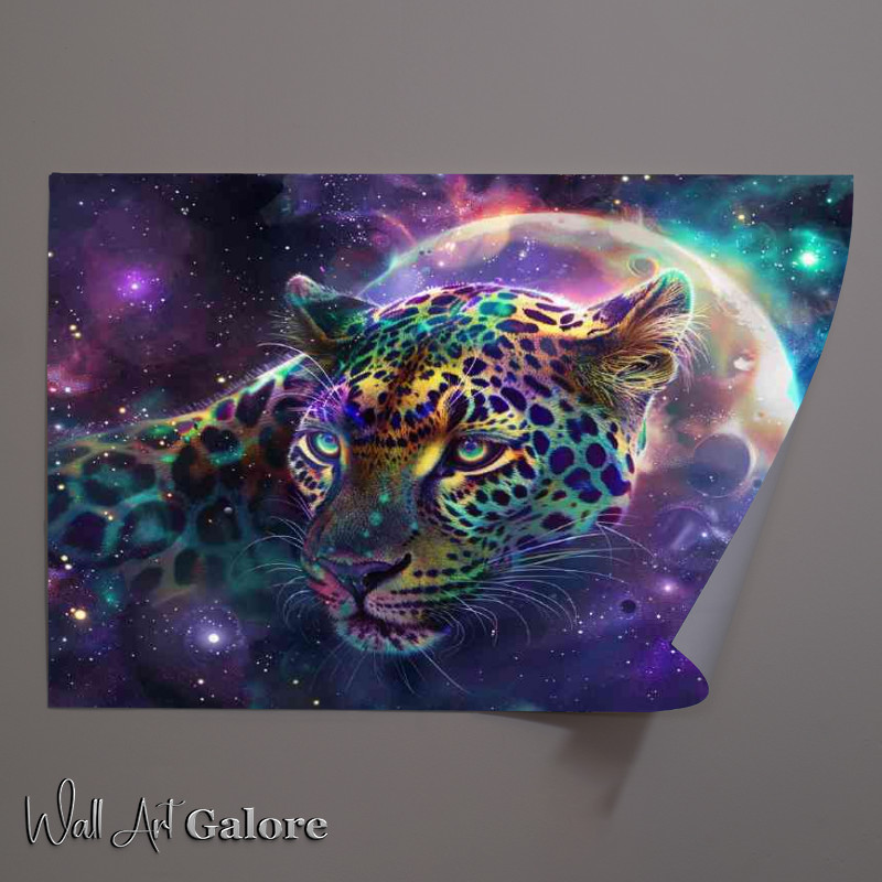 Buy Unframed Poster : (Leopard with big eyes and moon in background)