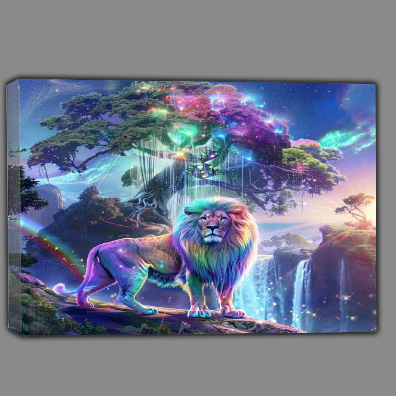 Buy Canvas : (Lion surrounded by rainbow colours)
