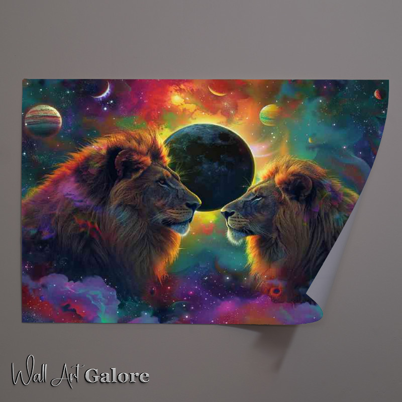 Buy Unframed Poster : (Lions looking forming the eclipse)