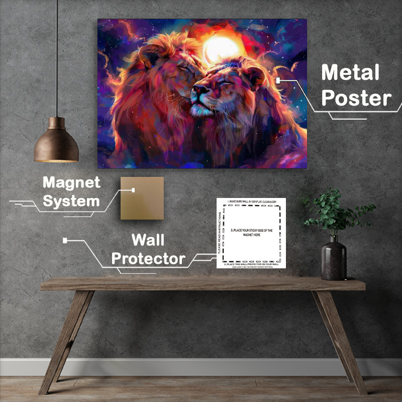 Buy Metal Poster : (Loving tigers with solar eclipse)