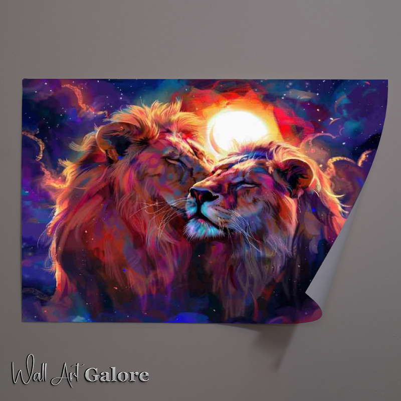 Buy Unframed Poster : (Loving tigers with solar eclipse)
