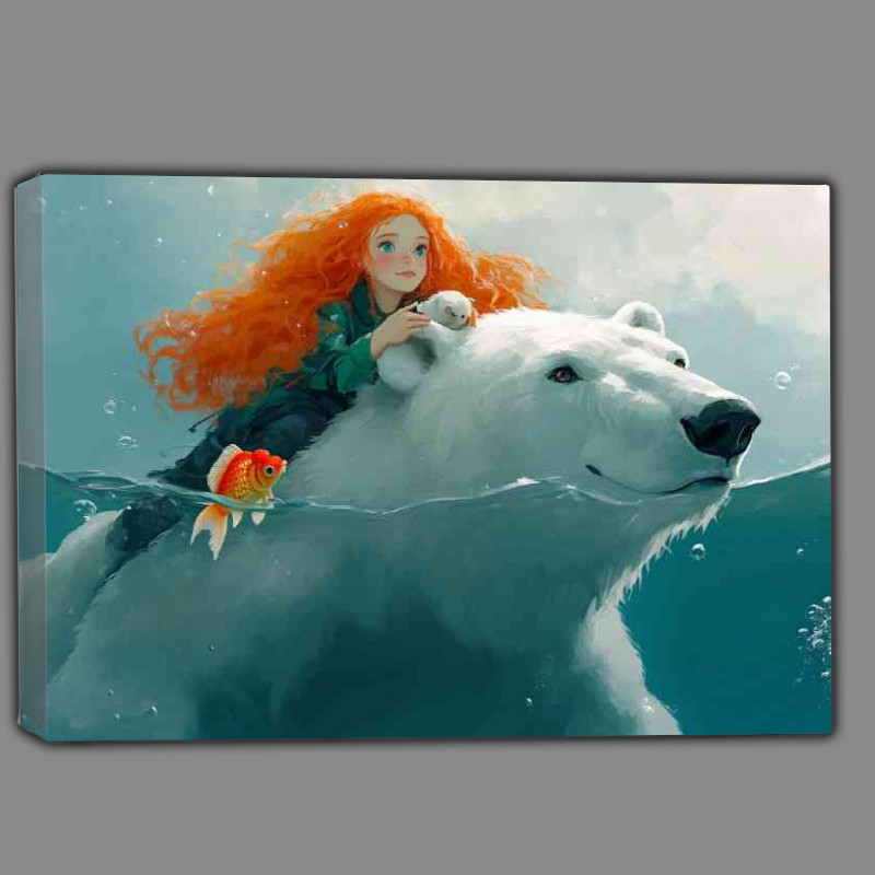 Buy Canvas : (Ocean polar bear and red haired girl)