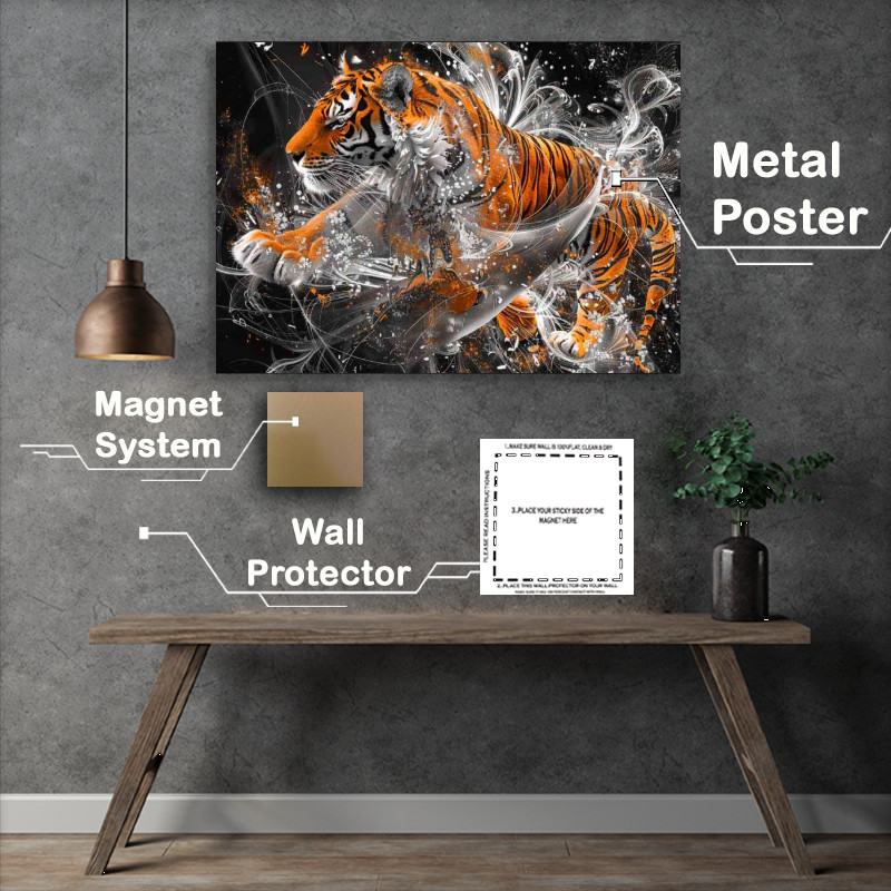 Buy Metal Poster : (Orange and white tiger splashes)