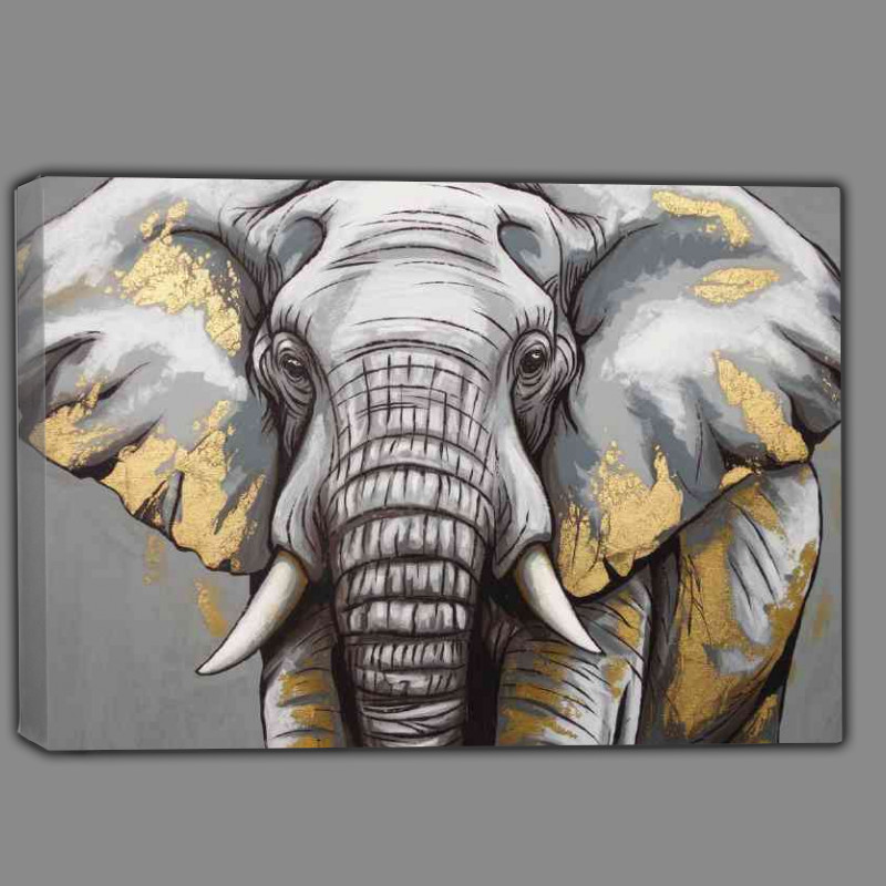 Buy Canvas : (The artistic elephant in gold and grey)