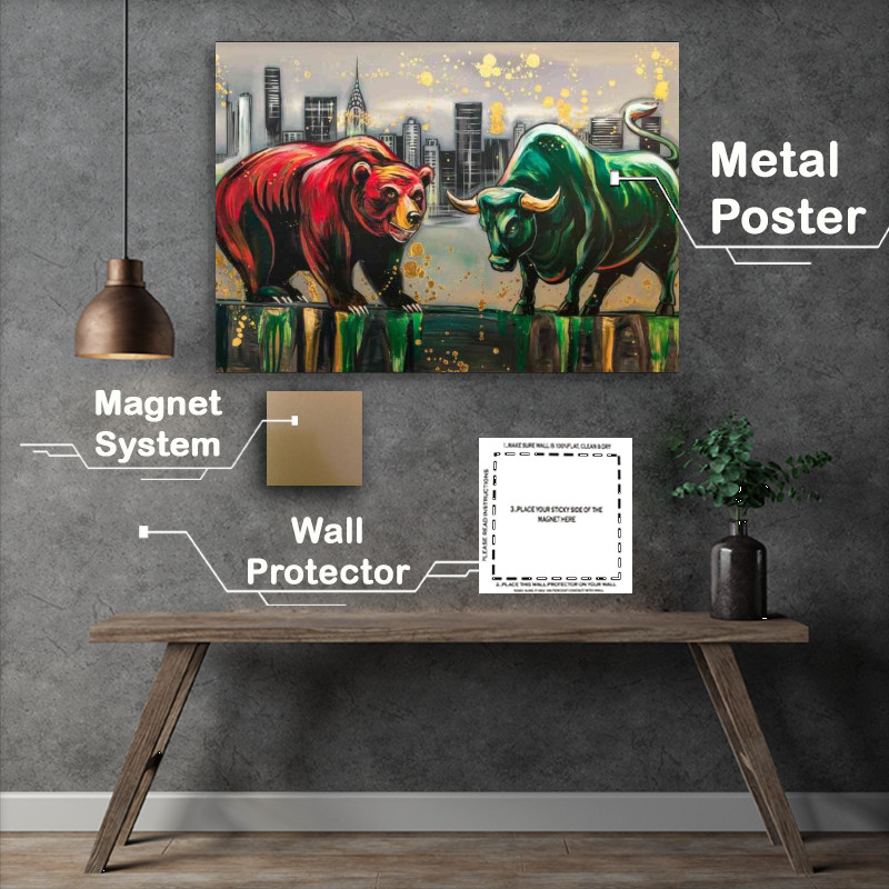 Buy Metal Poster : (The bear and bull art style)