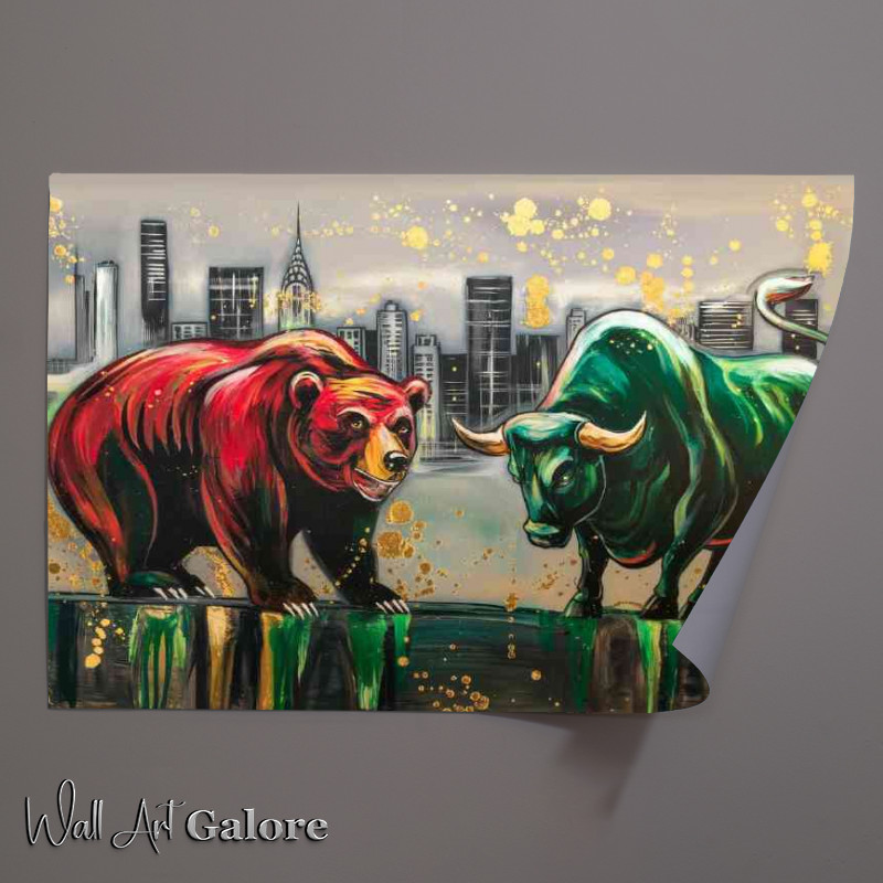 Buy Unframed Poster : (The bear and bull art style)